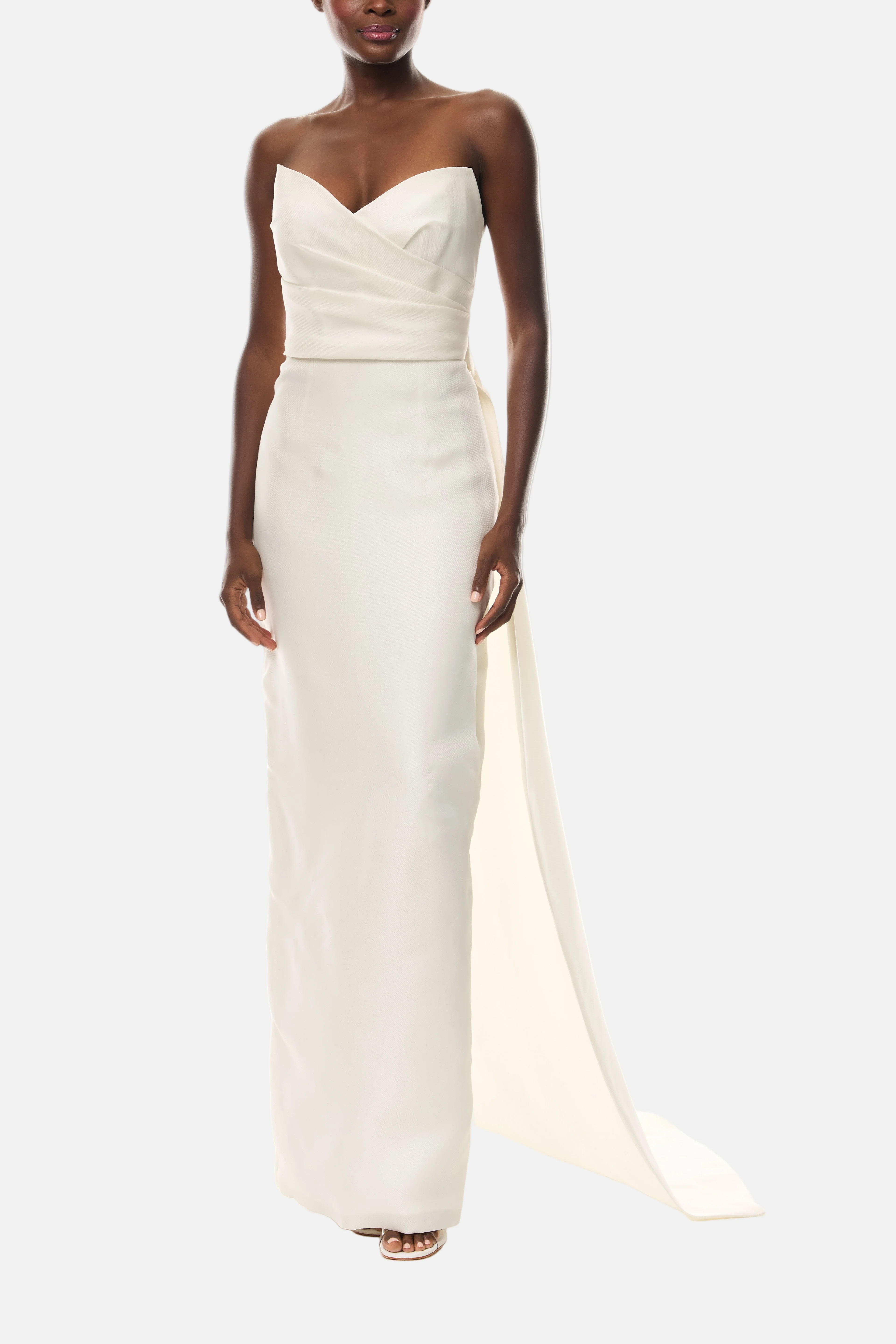 Ivory Draped Column Gown